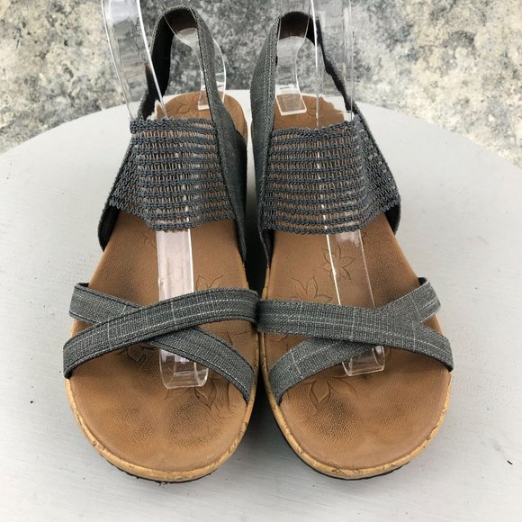 SKECHERS Women's 7 Brie Dawdle Sparkle Black** Stretch Slingback Wedge Sandals - Picture 5 of 11